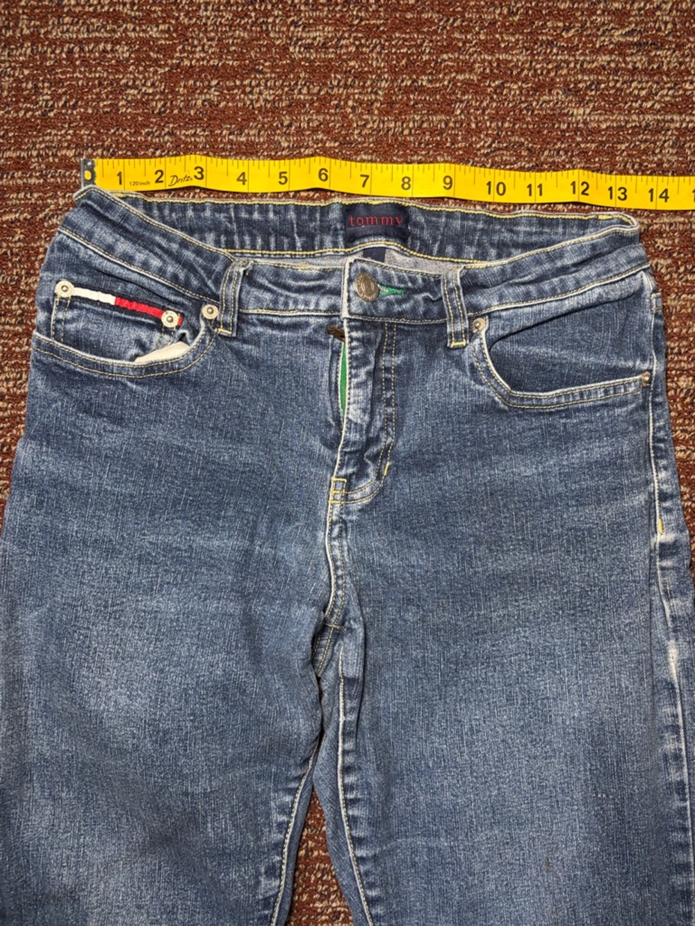 Vintage Y2K Tommy Hilfiger medium wash stretch bootcut jeans Womens 7/32 - Picture 11 of 15